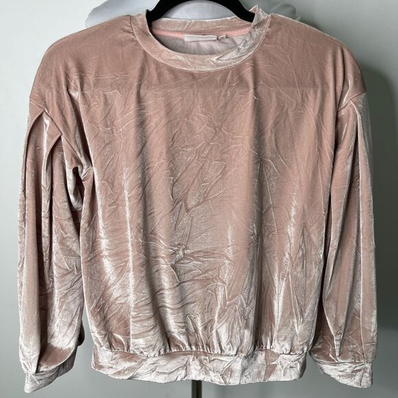 MOLO Girl's Cream Crew Neck Long Sleeve Velvet Sweatshirt Size 12 - Picture 1 of 7